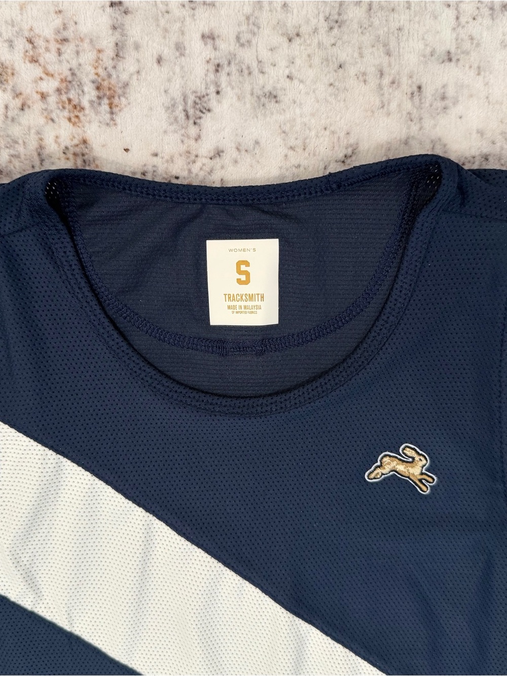 Tracksmith, Navy Blue, Mesh, Running, Van Cortlandt Singlet Tank Top | W Small - Picture 3 of 7